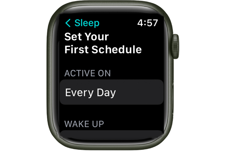 Apple Watch sleep schedule.