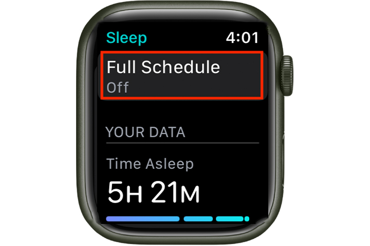 Apple Watch sleep schedule setting.