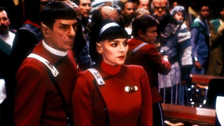 Leonard Nimoy and Kim Cattrall in Star Trek VI