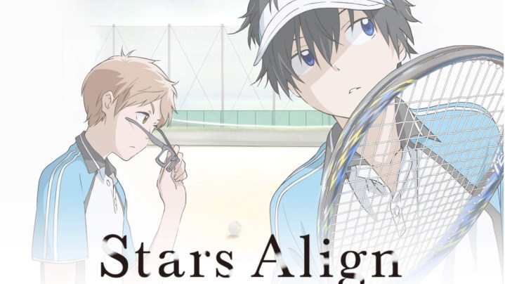 Stars Allinea la grafica chiave con Toma e Maki nella loro attrezzatura da tennis.