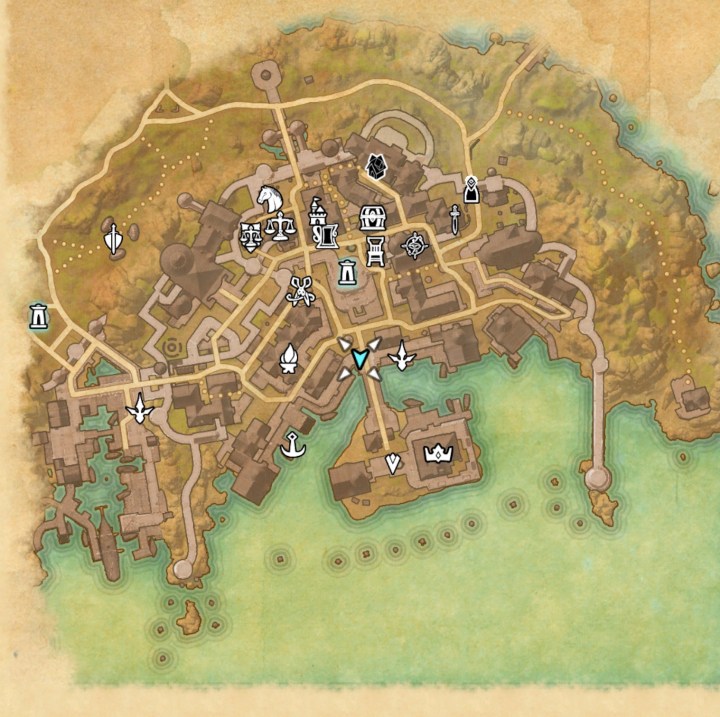 ESO map of Gonfalon showing the location of the Tales of Tribute quest.