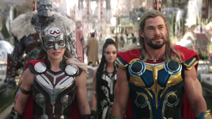 Natalie Portman and Chris Hemsworth in Thor: Love and Thunder.