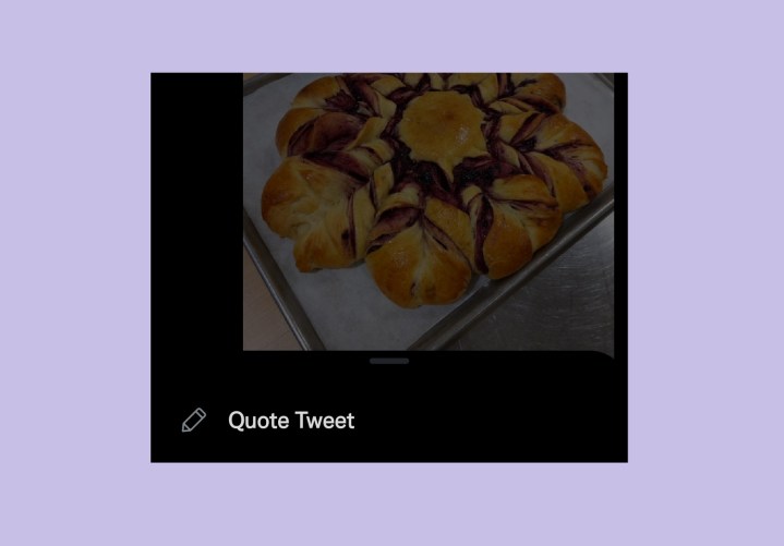 Twitter Comunidades Citação opção de menu Tweet no Android.