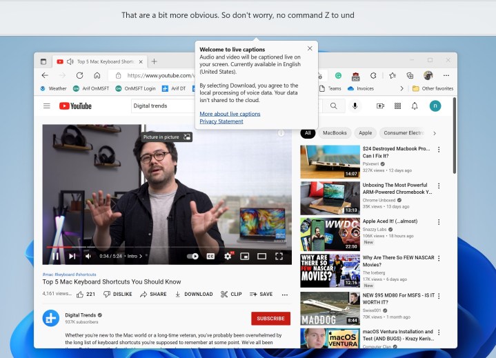 Live Captions in Windows 11.