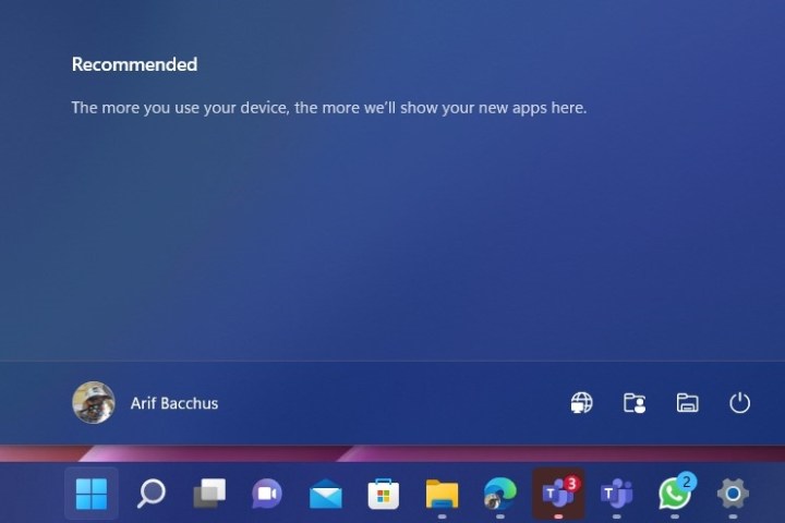 The centered Windows 11 start menu.