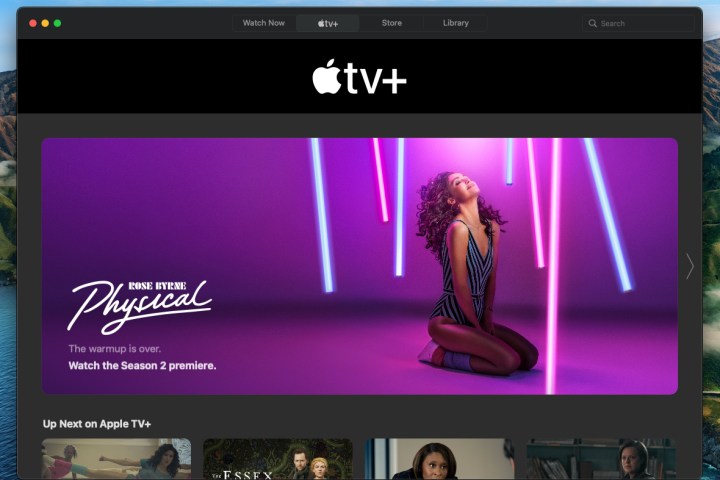 Página inicial do Apple TV+ com o programa Physical.