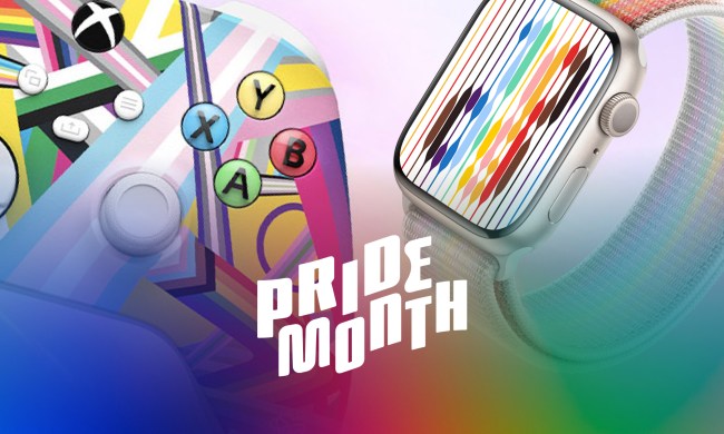 The Pride Month Xbox controller and Apple Watch wrist band.