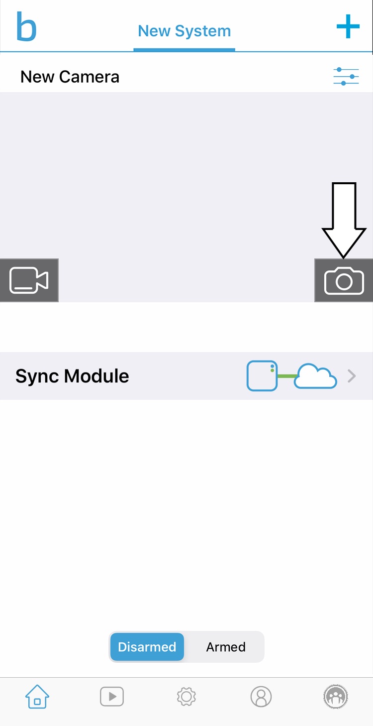 O aplicativo Blink em sua tela inicial apontando para o botão de atualização de miniatura.