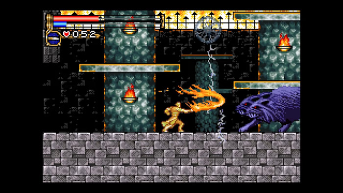 A Belmont slashes a monster in Castlevania Advance Collection.