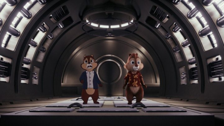 Chip and Dale stand in a tunnel, confused by their surroundings.