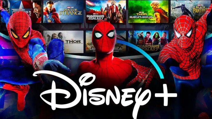 Disney+ backdrop with three different Spiderman images