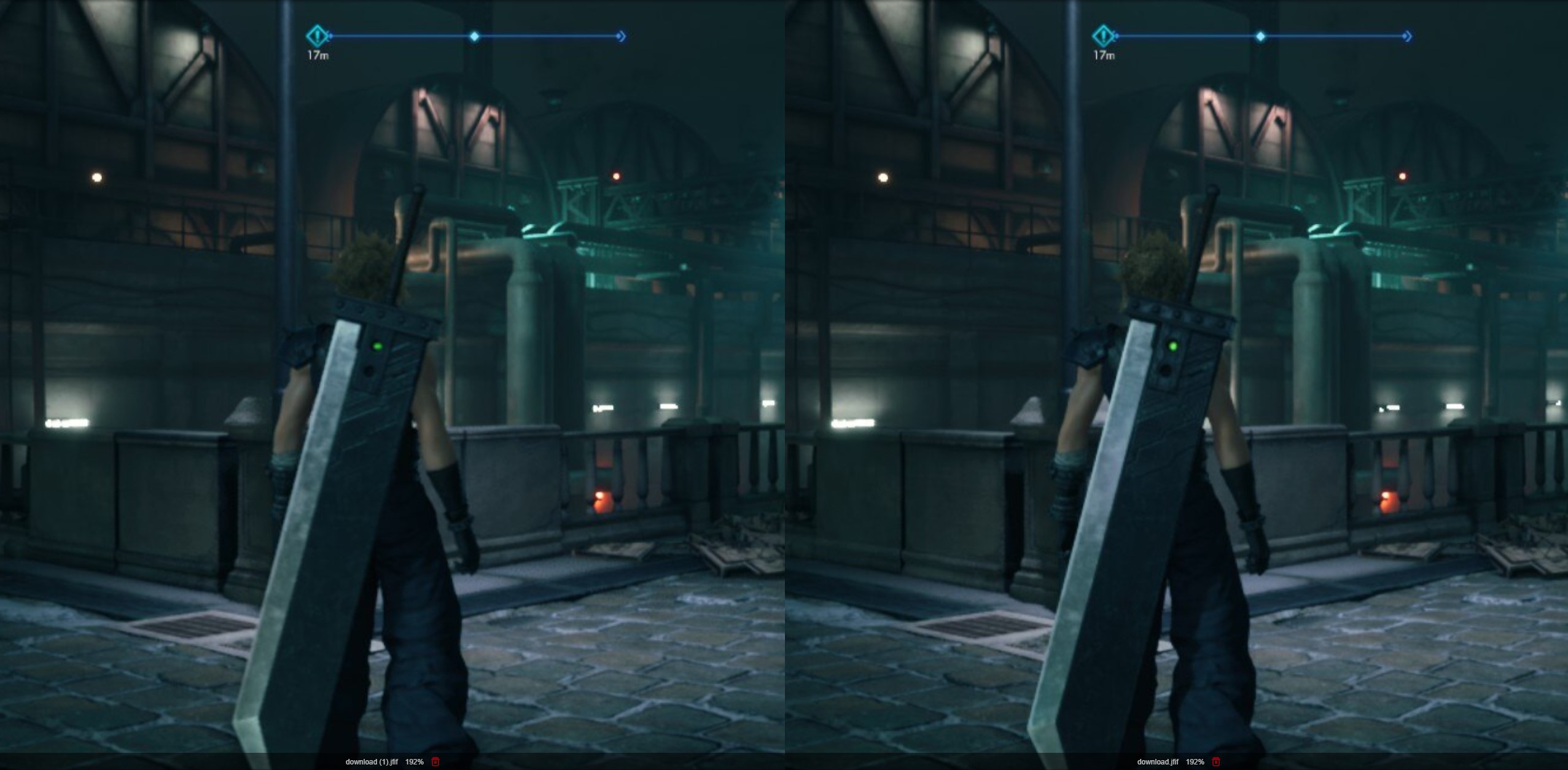 Uma comparação de qualidade de imagem para Final Fantasy VII Remake no Steam Deck.