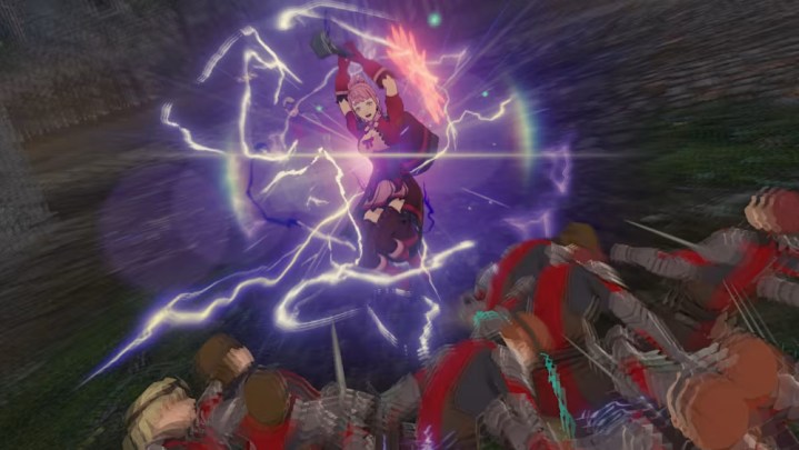 Hilda verstärkt einen Angriff in Fire Emblem Warriors: Three Hopes.