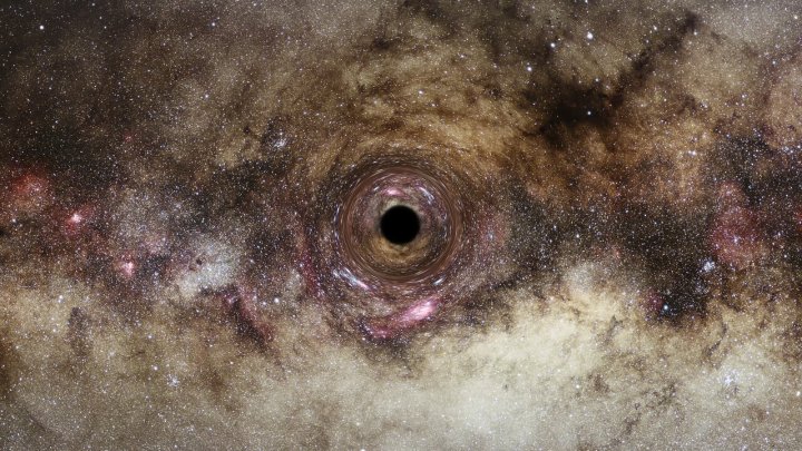 An artist’s impression of a black hole drifting through our Milky Way galaxy.