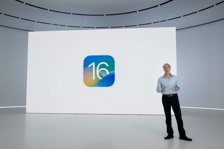 iOS 16 on stage at WWDC 2022.
