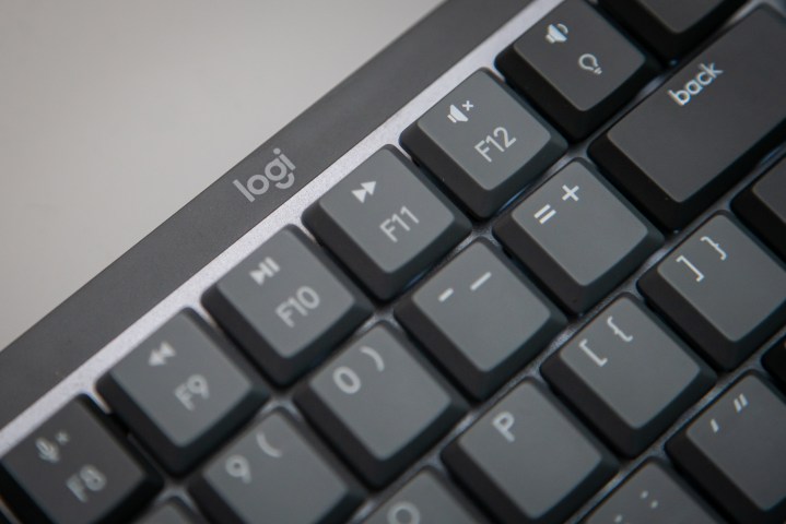 Logitech logo on the MX Mechanical keyboard.