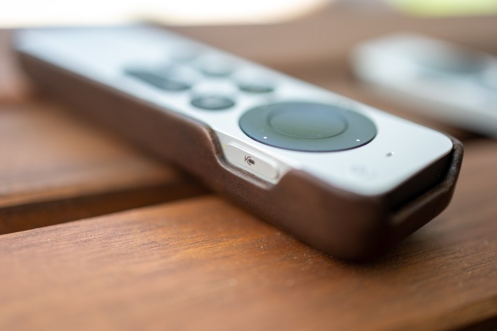 The Siri button apparent on an Apple TV remote.