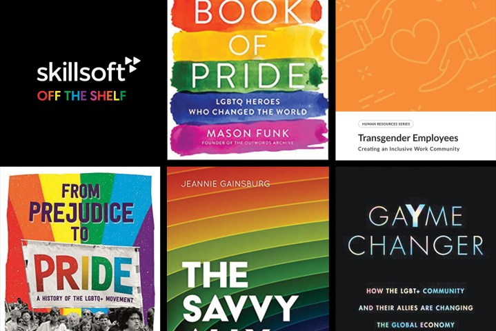 A collage of Skillsoft's "Off the Shelf" picks for Pride Month 2022.