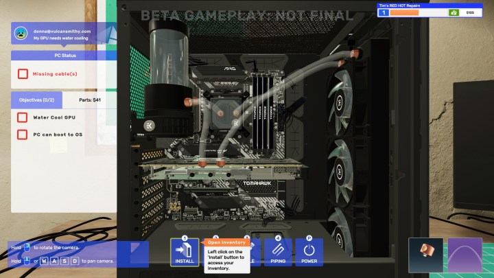 A custom water cooling loop in PC Building Simulator 2.