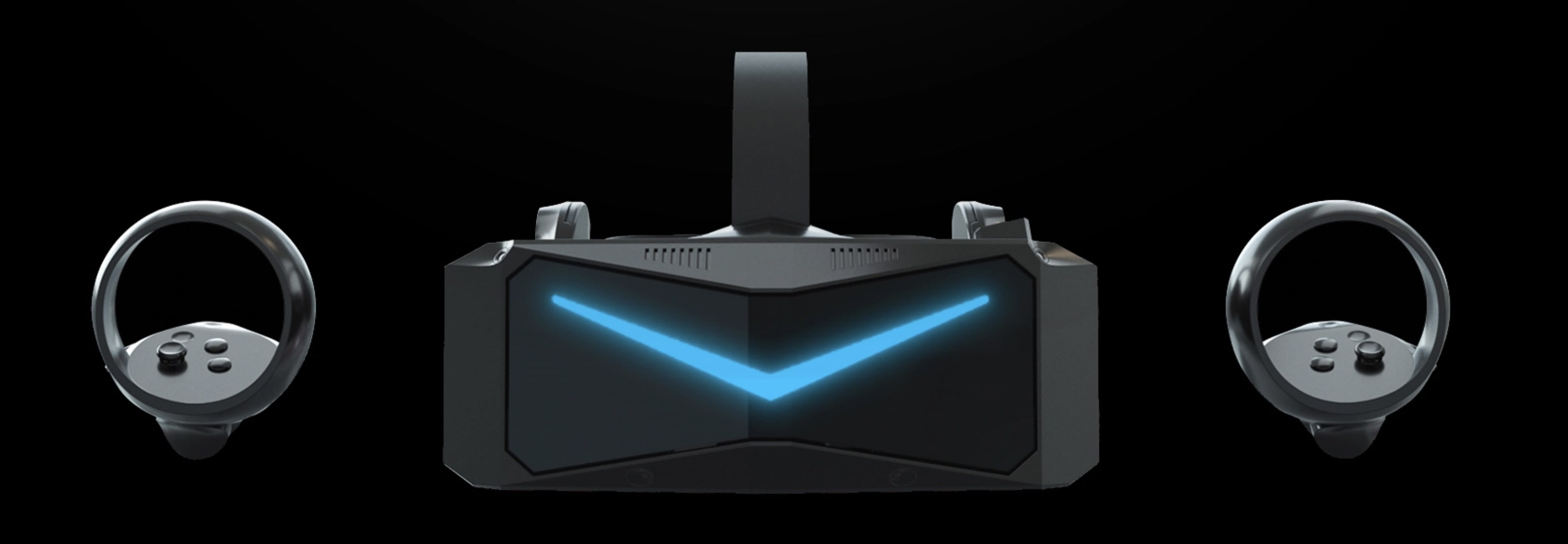 Fone de ouvido e controladores Pimax Crystal VR.