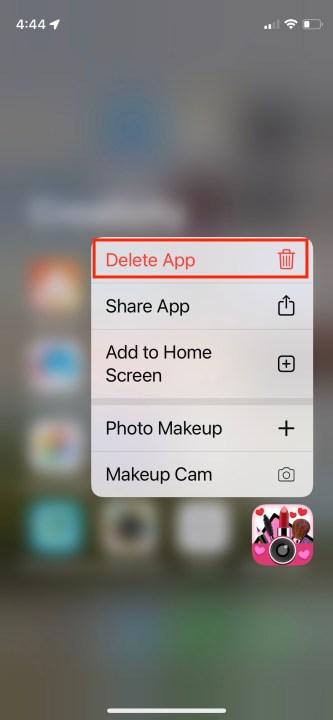 Remove app with menu.