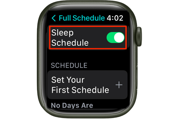 Interruptor de alternância de sono do Apple Watch.