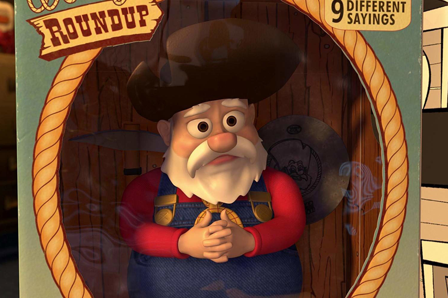 Stinky Pete em uma caixa em Toy Story 2.