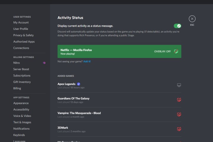 Screenshot of Discord with Netflix selected as streaming source.