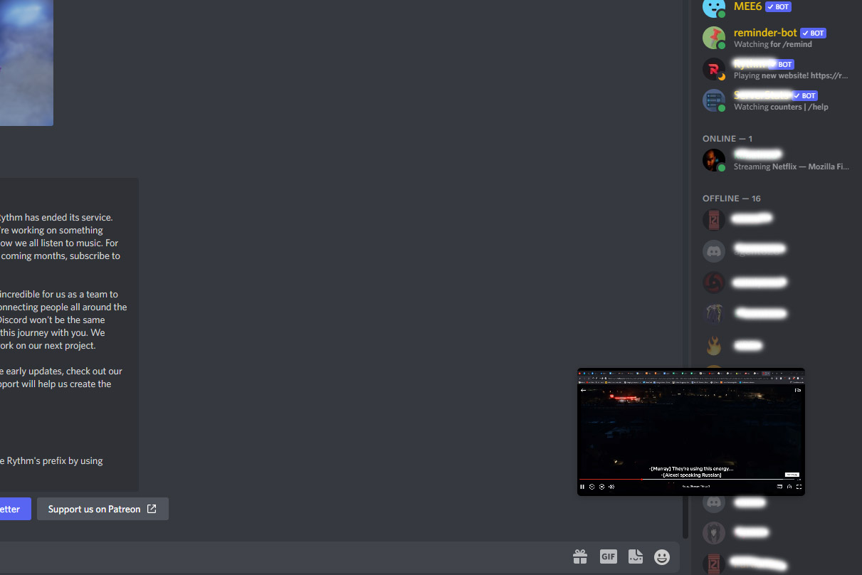 Captura de tela do Discord com sobreposição de janela de streaming.