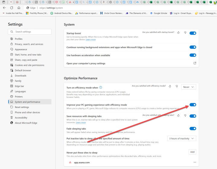 Turn on Microsoft Edge efficiency mode when gaming.