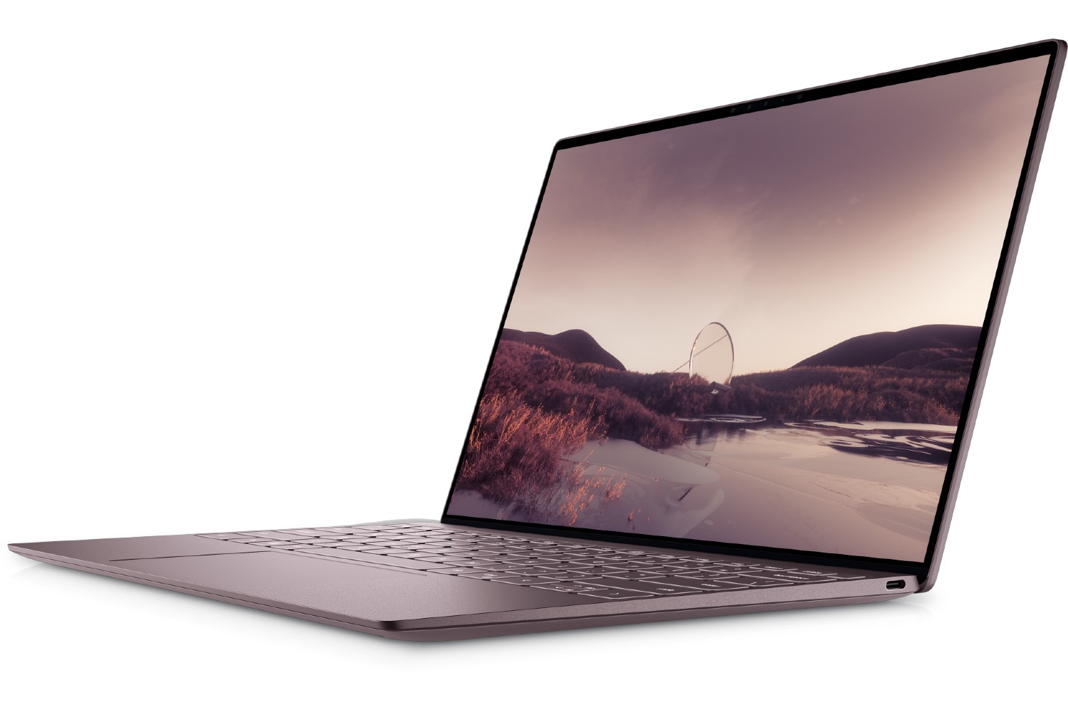 The side of the XPS 13 with the lid open.