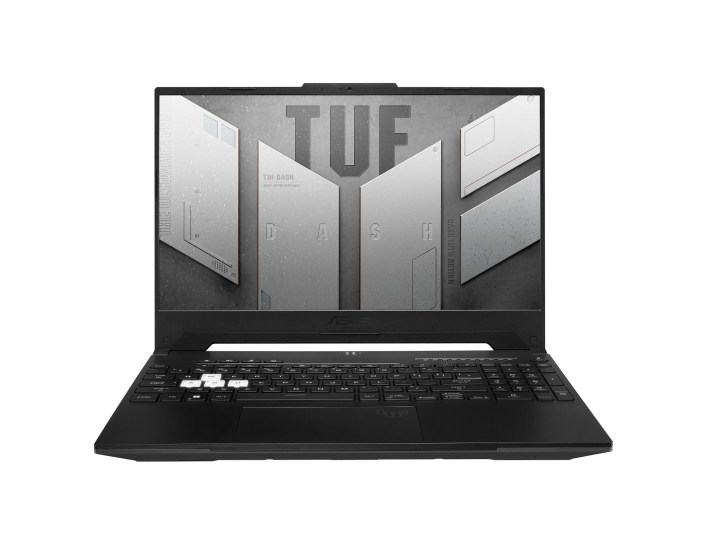 ASUS TUF Dash 15 FHD 144Hz Gaming Laptop open and on product image.