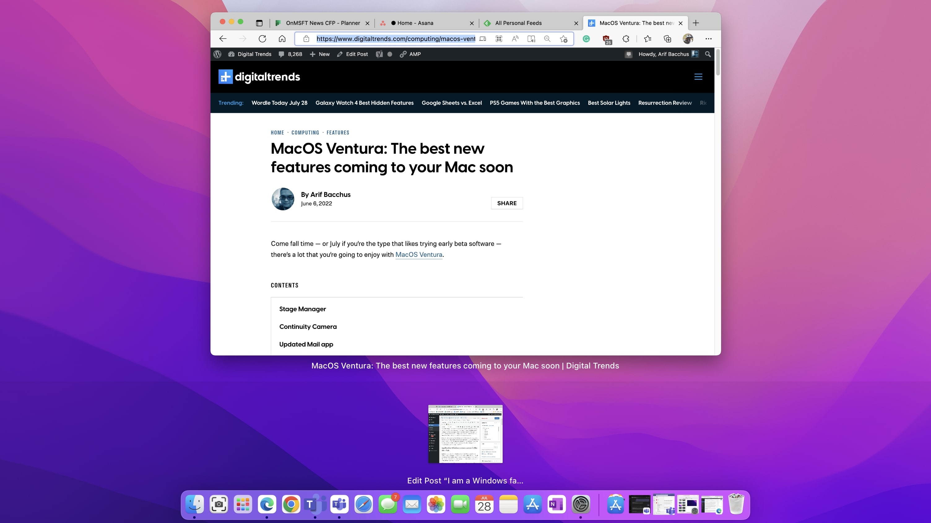 The Application Corners Hot Corner enabled in MacOS.