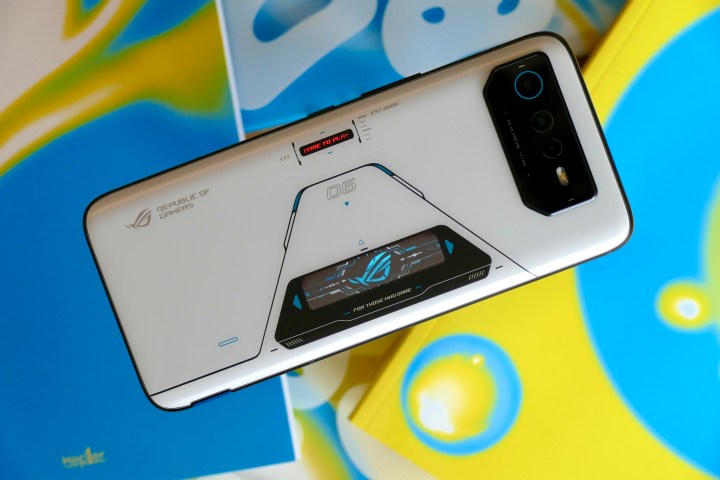 The Asus ROG Phone 6 Pro seen from the back.