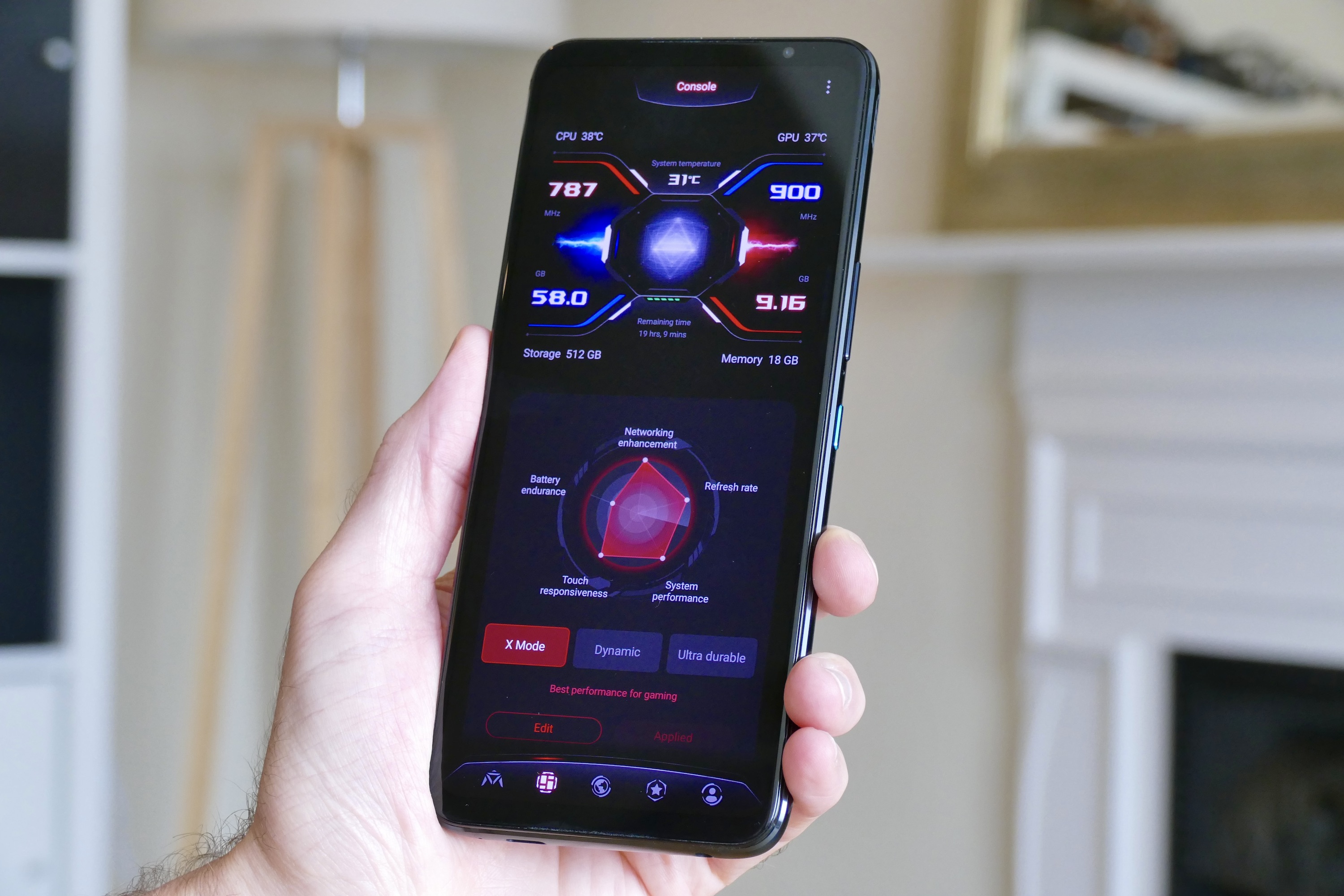 Armory Crate mode on the Asus ROG Phone 6 Pro.