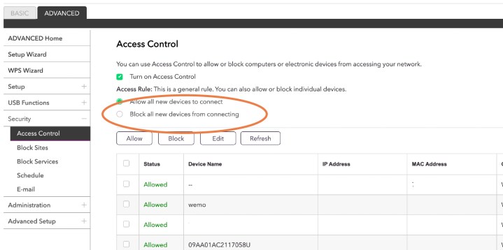 Block All New Devices on a Netgear router.