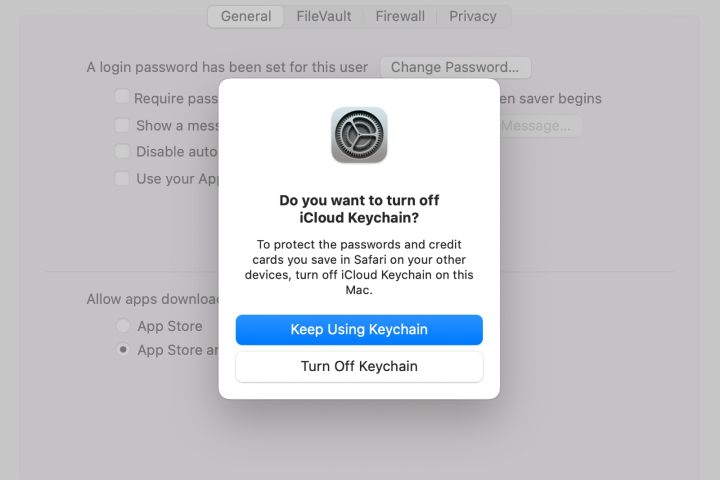 انتخاب کنید که آیا از iCloud Keychain با خاموش بودن قفل صفحه استفاده کنید یا خیر.