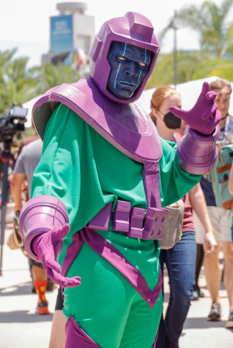 A male cosplayer dressed as Kang, the Conqueror at Comic-Con 2022.