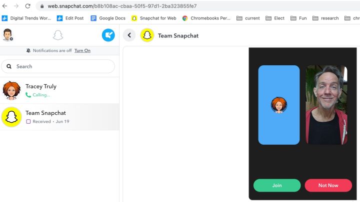 Disabling Snapchat video during a call shows your avatar.