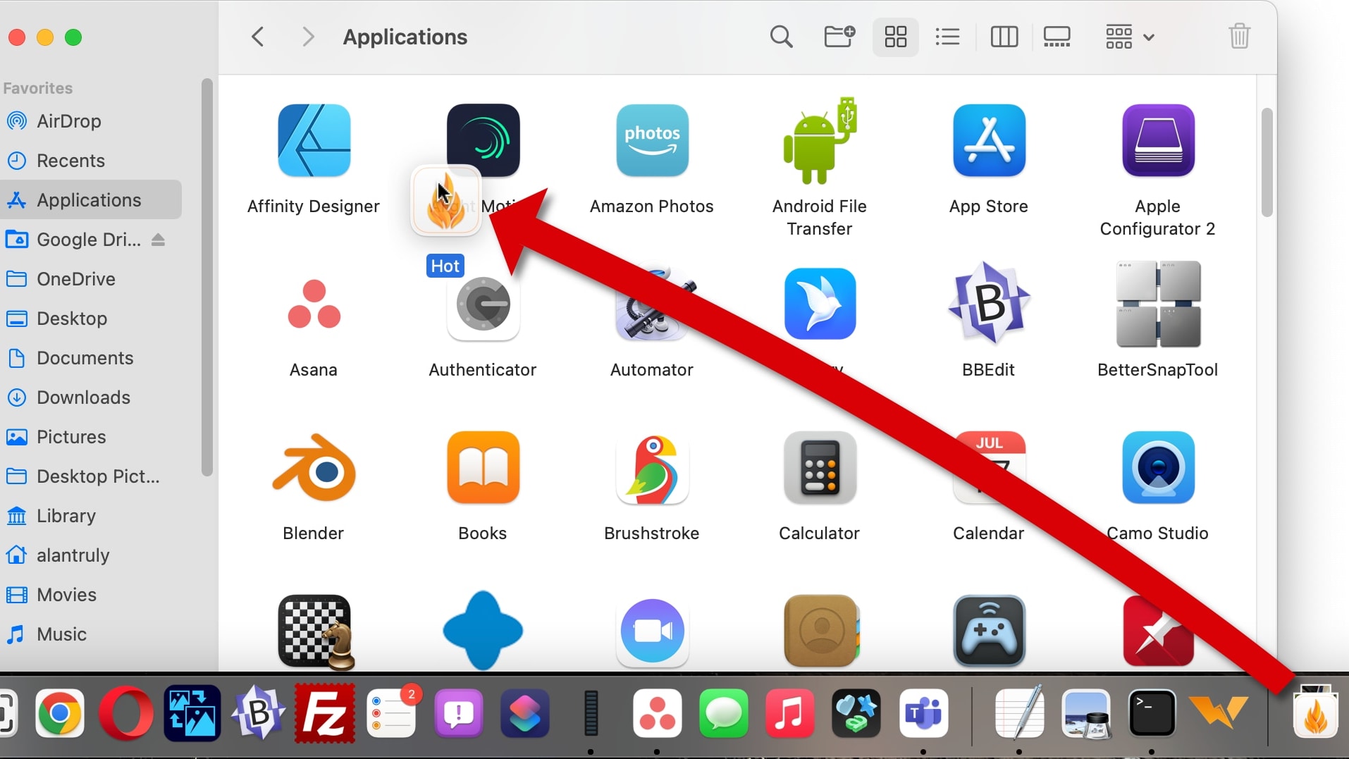 Drag the hot app to the Applications folder