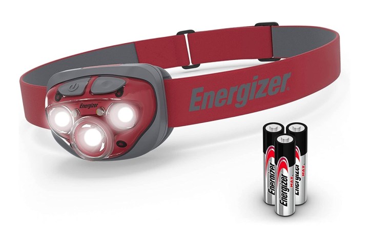 An Energizer Headlamp Pro alongside AAA batteries.