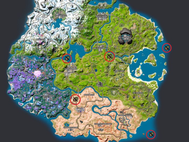 Map of crashed IO aircraft in Fortnite.