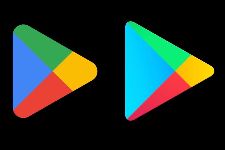 Los nuevos y antiguos logotipos de Google Play.