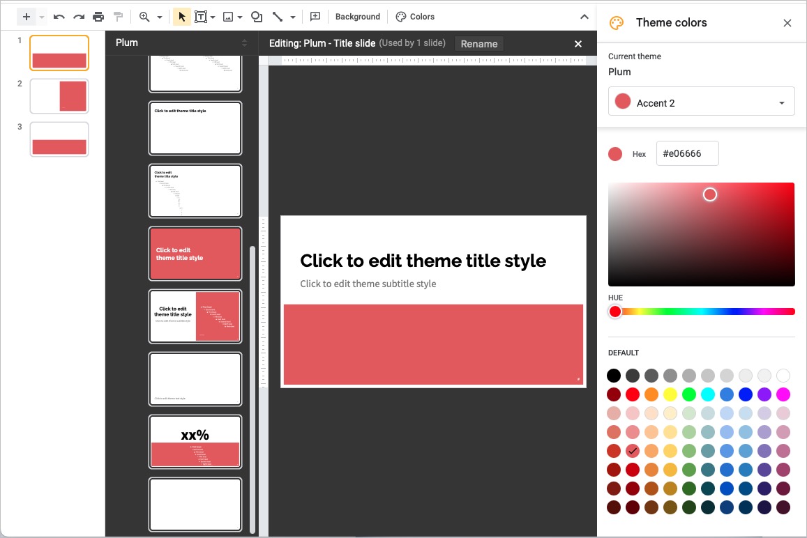 How to change theme colors in Google Slides