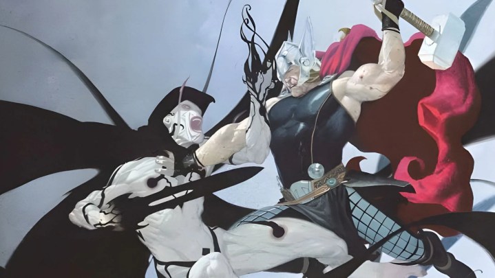 Gorr, o Açougueiro de Deus, lutando contra Thor nos quadrinhos.