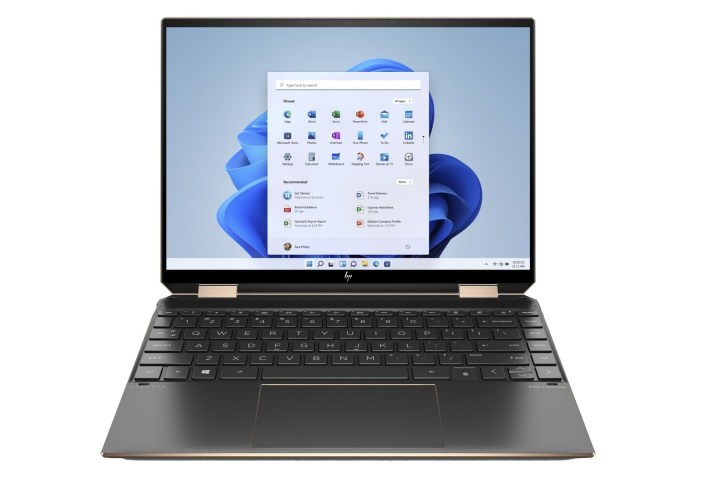 A front view of an HP Spectre x360 convertible laptop on a white background.