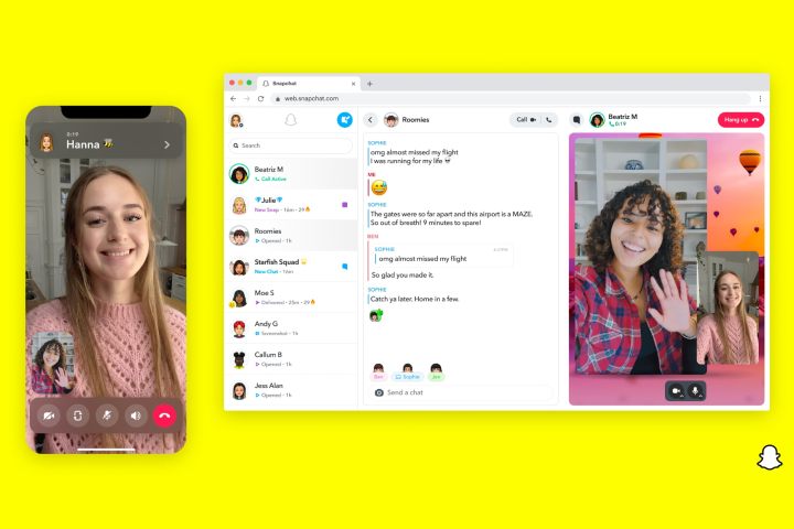 These are the features of Snapchat for Web Video Call.