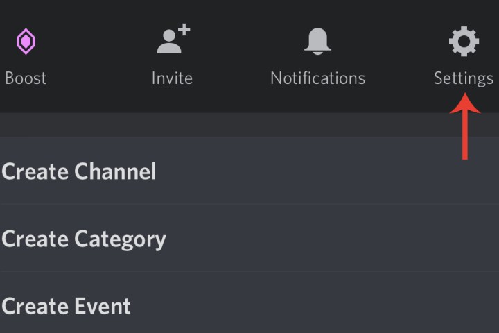 The Settings option on Discord for iPhone.