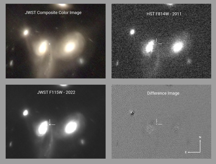 A potencial supernova detectada pelo Telescópio Espacial James Webb.