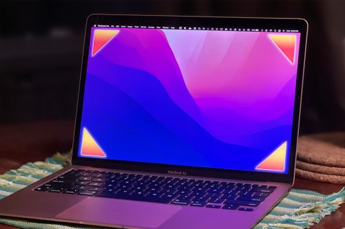 A MacBook Air's gold finish looks great in low light.